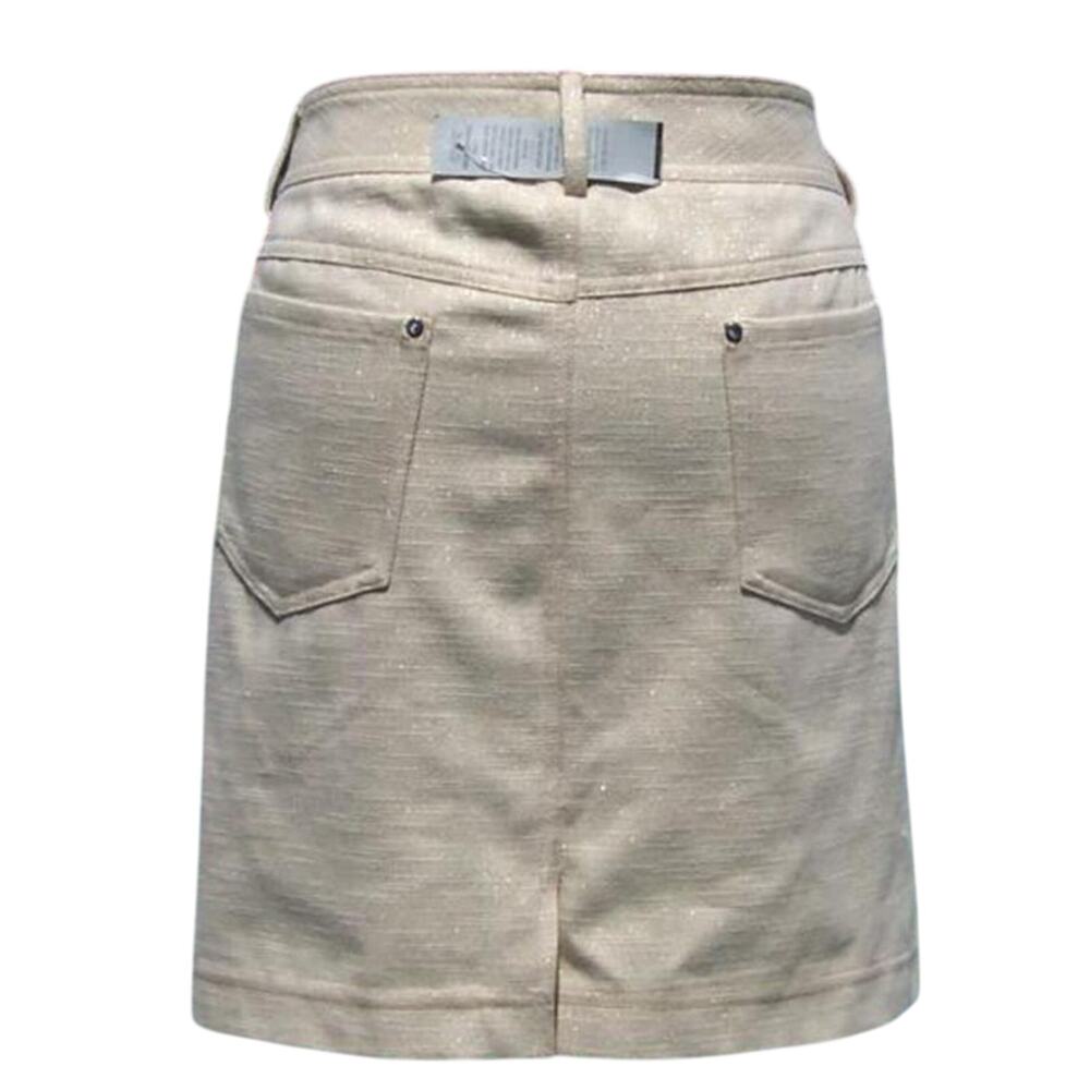 Cache Denim Gold Metallic Rhinestone Stud Pocket Corners Stretch Skirt NWT $98